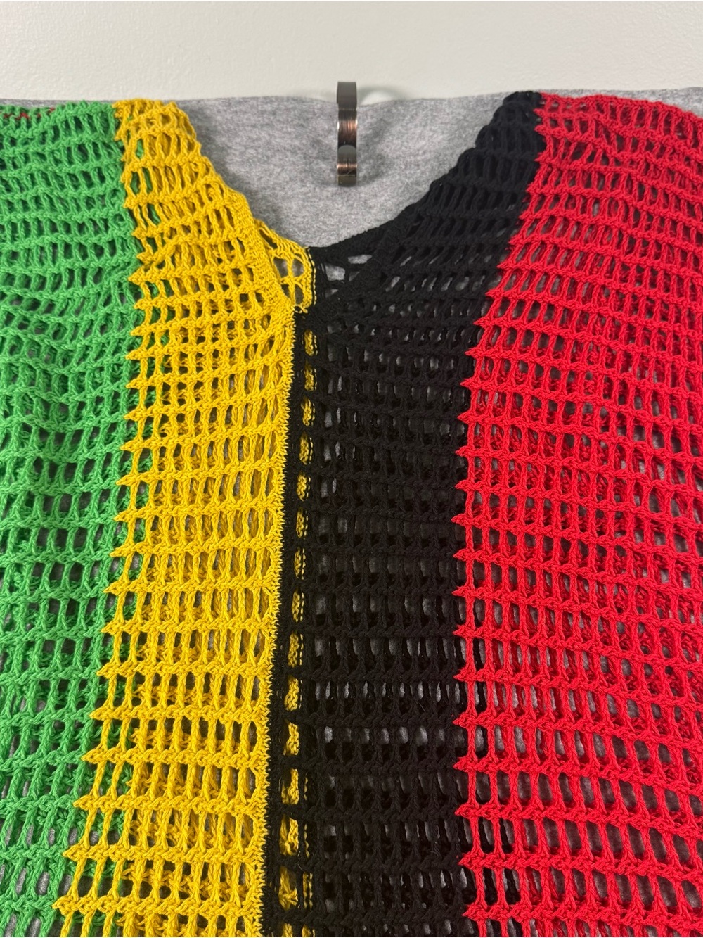 Rasta Stripe Crochet Swim Coverup - Green Yellow Black Red - Picture 2 of 5